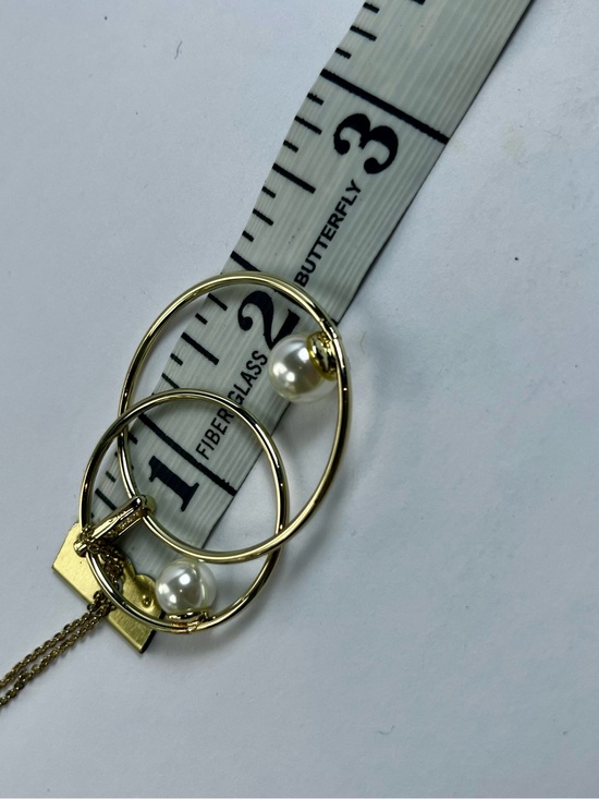 Jewelry - Gold Pearl Double Hoop Pendant Necklace